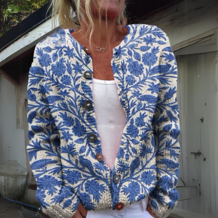 Tara | Warm beautiful cardigan with floral print