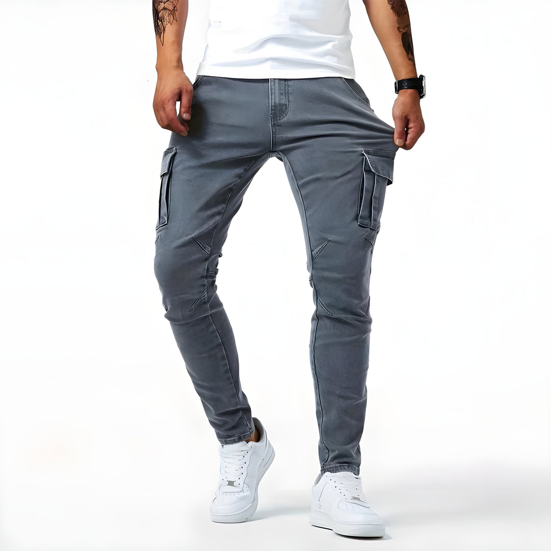 Remo | Elastic Denim Cargo Pants