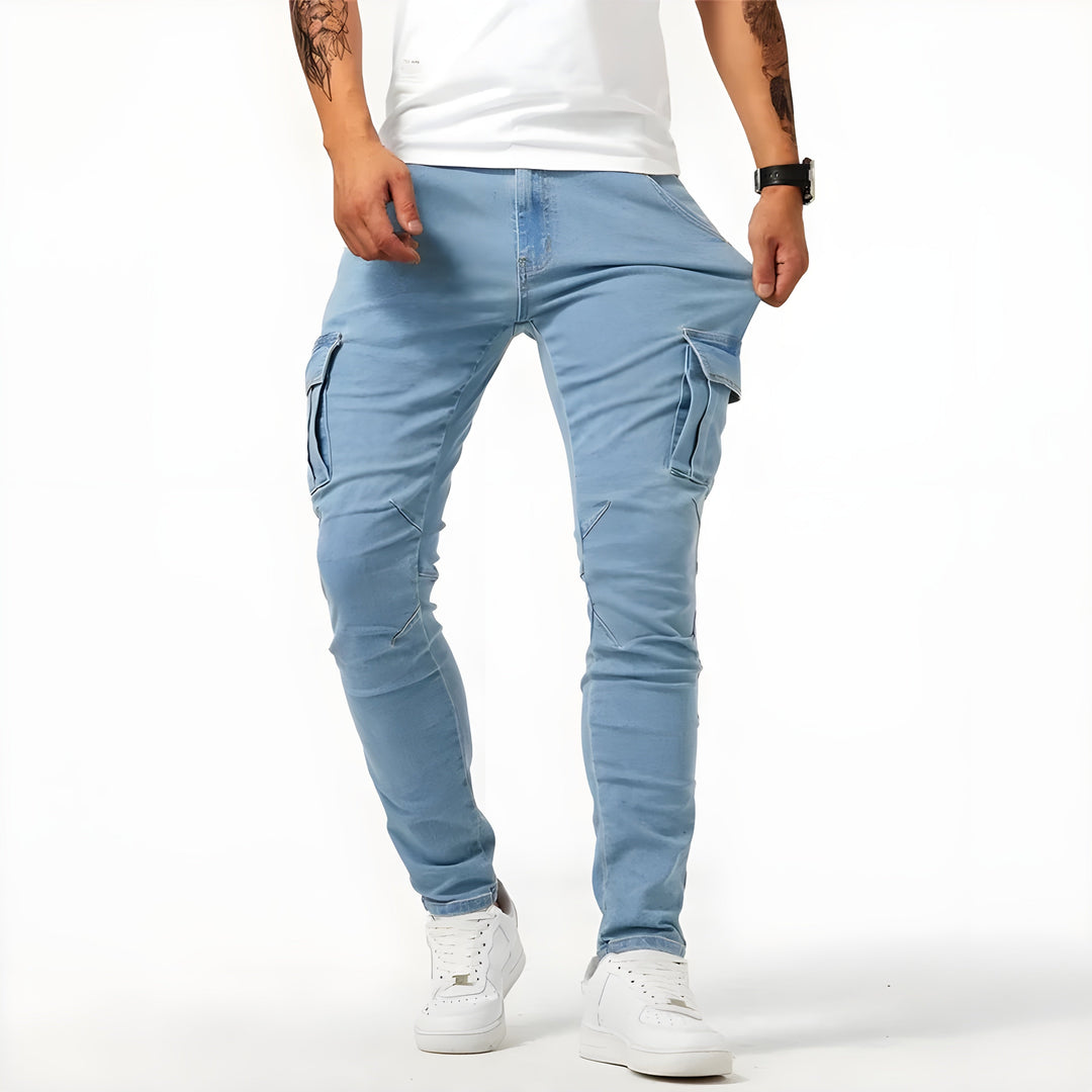 Remo | Elastic Denim Cargo Pants